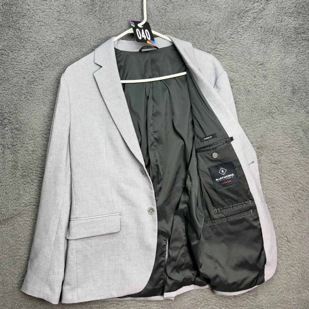 Bluffworks Presidio Blazer Mens 40R Gray Travel Sport Coat BL-BW312